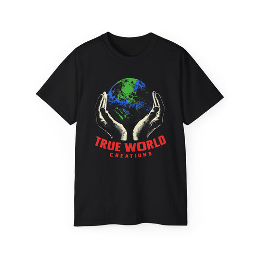 True World Creations earth is in your hands graphic T-shirt
