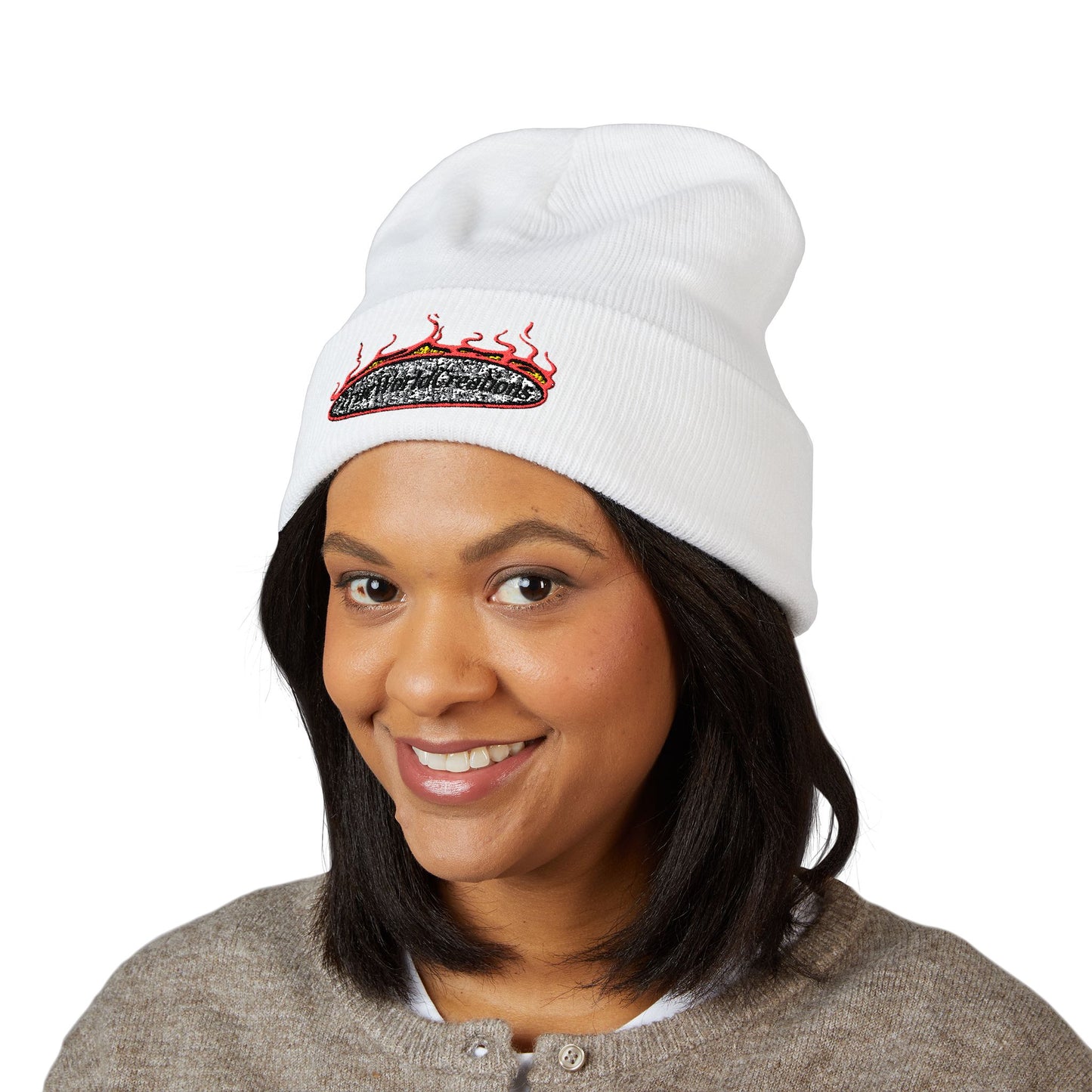 TrueWorldCreations Embroidered Flame Logo Cuffed Beanie
