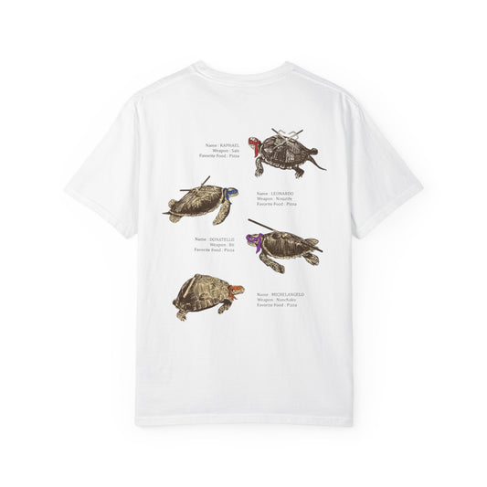 Turtles Illustration T-Shirt — Vintage tmnt Turtle Species Graphic Tee