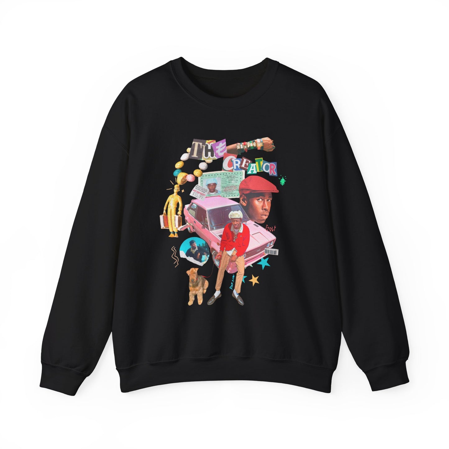 Crewneck Sweatshirt — Colorful Retro Collage "The Creator" Graphic